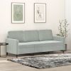 3-seater Sofa Light grey Velvet (100% polyester)