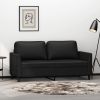 2-seater Sofa Black Faux leather, metal