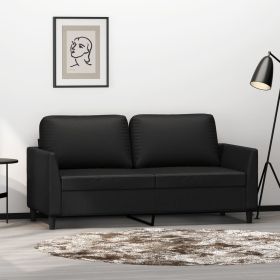 2-seater Sofa Black Faux leather, metal