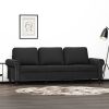 3-seater Sofa Black Velvet 3-seater 3-Seater Sofa Rectangular