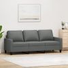3-seater Sofa Dark Grey 100% Polyester Fabric