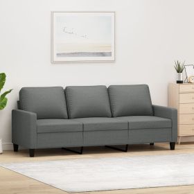 3-seater Sofa Dark Grey 100% Polyester Fabric