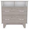 Double Drawer Dresser Arabi, Bedroom, Light Gray / White