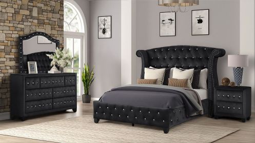 Sophia King 4 Pc Upholstery Bedroom Set Made With Wood in Black