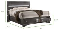 Traditional Queen Size Storage Bed made with Wood in Gray