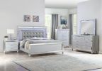 Sterling Full 4 PC LED Bedroom set made with wood in Silver Color