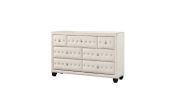 Modern Style Crystal Tufted Upholstery 5-Drawer Chest finished with Velvet Fabric made with Wood in Cream