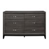Contemporary Design 1pc 6-Drawers Dresser Gray Finish Polished Hardware Wooden Bedroom Furniture