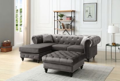 Glory Furniture Nola G0350B-SC Sofa Chaise ( 3 Boxes ), DARK GRAY