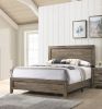 Grey Finish Fabric 1pc Queen Size Panel Bed Beautiful Wooden Bedroom Furniture Contemporary Style