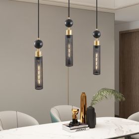Modern Black and Gold 3-Light Pendant Chandelier