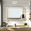 Solid Wood Wavy Rectangle Mirror-Natural-Wood 40" x 28" Modern Mirror Wall Decor for Bathroom