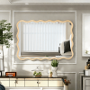 Solid Wood Wavy Rectangle Mirror-Natural-Wood 40" x 28" Modern Mirror Wall Decor for Bathroom