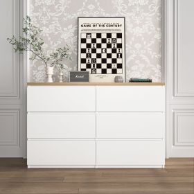 6 Drawer Storage Cabinet, Dresser, Wood Storage Tower Clothes Organizer, Wide Chest of 6 Drawers