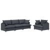 2 Piece Living Room Sofa Set with Throw Pillows, Chenille Sectional Couch Sets