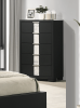 1pc Contemporary Black Finish Chest Five Drawers Metal knobs Black White Bedroom Wooden Furniture