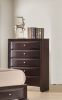 1Pc Contemporary 5 Drawer Chest Brown Finish Solid Wood Wooden Bedroom Furniture