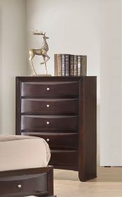 1Pc Contemporary 5 Drawer Chest Brown Finish Solid Wood Wooden Bedroom Furniture