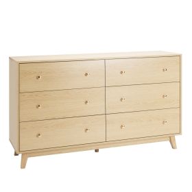 VEVOR 6 Drawer Dresser, Wooden Chest of Drawers with Sliding with Anti-tip Device