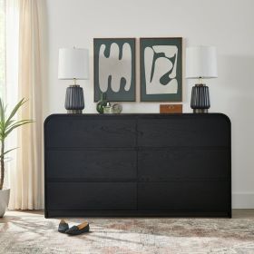 Juliet 64" Wide 6 Drawer Dresser, Black Finish