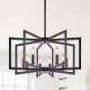 27" Modern Black Geometric 8-Light Chandelier