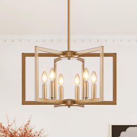 22" Modern Golden Geometric 6-Light Chandelier