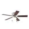 44 inch Hugger Indoor Ceiling Fan with Light Kit, Satin Nickel, 5 Blades, Reverse Airflow