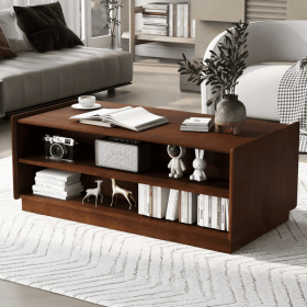 U-Can Modern Rectangle Coffee Table with 4 Drawers and 2 Display Shelves