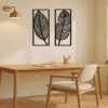 2pcs Leaf metal wall art, handmade iron plant decoration, rural black hanging accessories