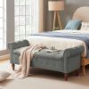 Velvet multifunctional storage rectangular sofa stool - grey