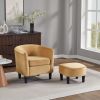 Velvet Accent Chair with Ottoman