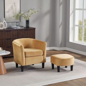 Velvet Accent Chair with Ottoman