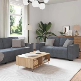 Sofa Set Dark Grey Velvet, Metal