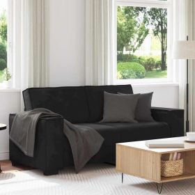 2-seater Sofa Black Velvet, Metal