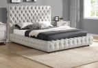 1pc Contemporary Upholstered Queen Bed Tufted Headboard and Footboard Bedroom Furniture Dove Gray