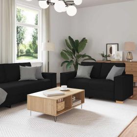 Sofa Set Black Fabric (100% polyester)
