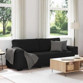 3-seater Sofa Black Polyester