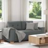 Loveseat Sofa Dark Grey Polyester Fabric