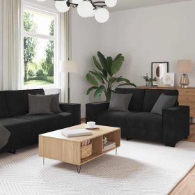 Sofa Set Black Velvet 2-piece set Sofa Set Rectangular Modern