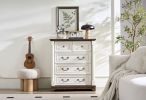 Farmhouse Style 5 Drawer Dresser Chest with Base Wooden Rustic Chest of Drawers