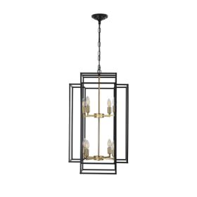 8 Lights Black & Gold Lantern Tiered Chandelier