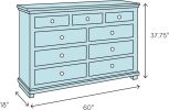 Seven Drawer Dresser Dark Cherry