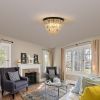 20" Luxury Crystal Flush Mount Ceiling Light with Black Finish