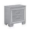Glamourous Silver Finish 1pc Nightstand 2x Dovetail Drawers Faux Alligator Embossed Fronts Bedroom Furniture