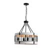 Modern American luxury chandelier E26 white wooden retro round chandelier 6 bulbs