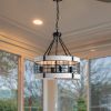 Modern American luxury chandelier E26 white wooden retro round chandelier 6 bulbs