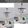 20" Luxury 3-Tier Crystal Chandelier, 7-Light Black Frame Pendant Light