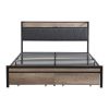 FULL Size Metal Platform Bed Frame with upholstery storage function Headboard and USB LINER and Footboard with drawers