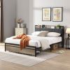 FULL Size Metal Platform Bed Frame with upholstery storage function Headboard and USB LINER and Footboard with drawers