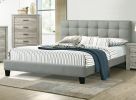Contemporary 1pc California King Size Bed Grey Polyfiber Tufted Headboard Platform Bedframe Bedroom Furniture